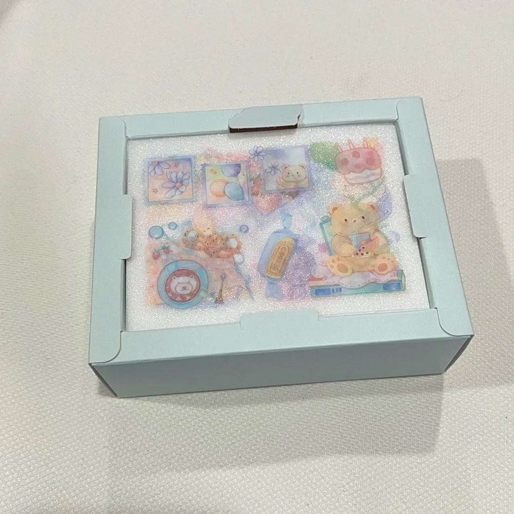 Set of 8 Sheets of Teddy Bear and Sweets Themed Glitter Stickers